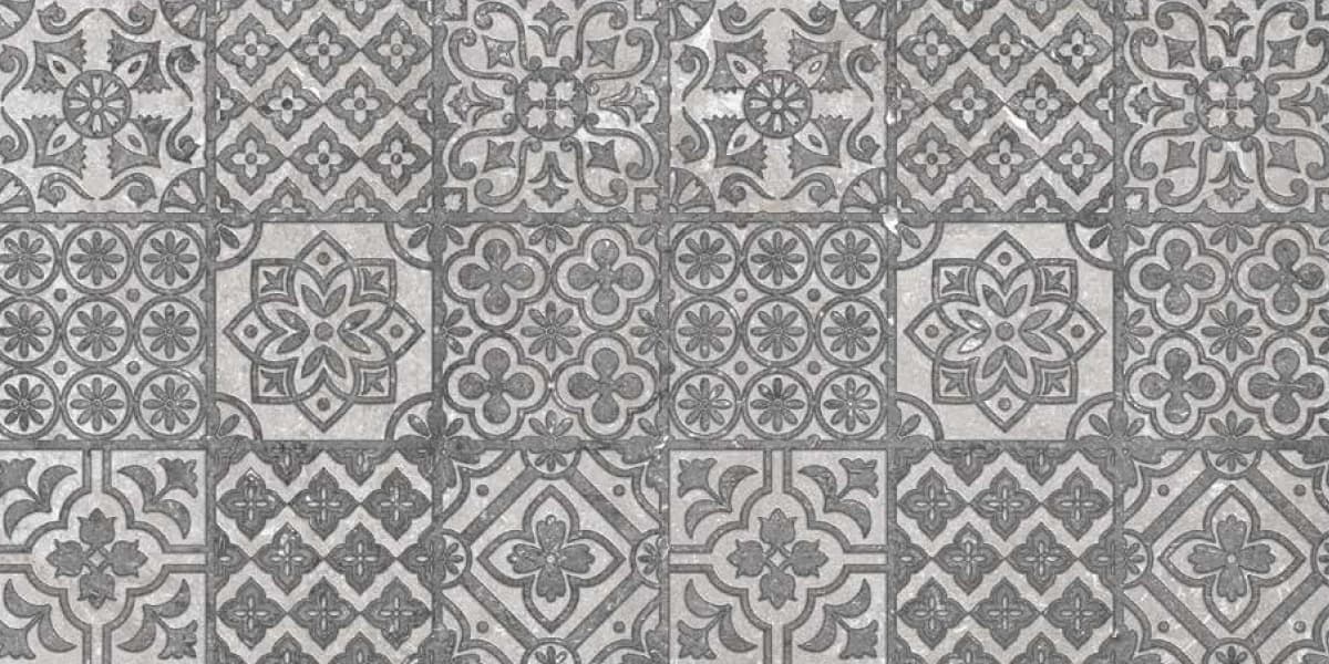 Iltas Grey Decor — 600 × 1200 mm glossy glazed vitrified tile