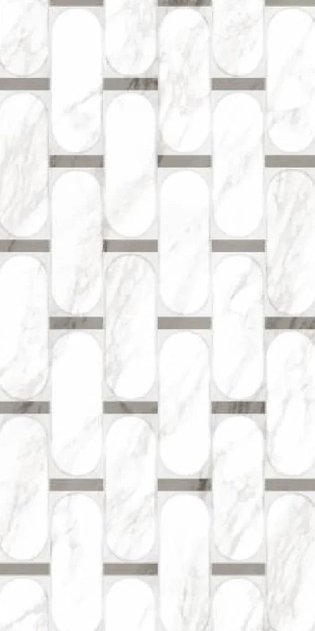 Fabric White Décor — 600 × 1200 mm glossy glazed vitrified tile