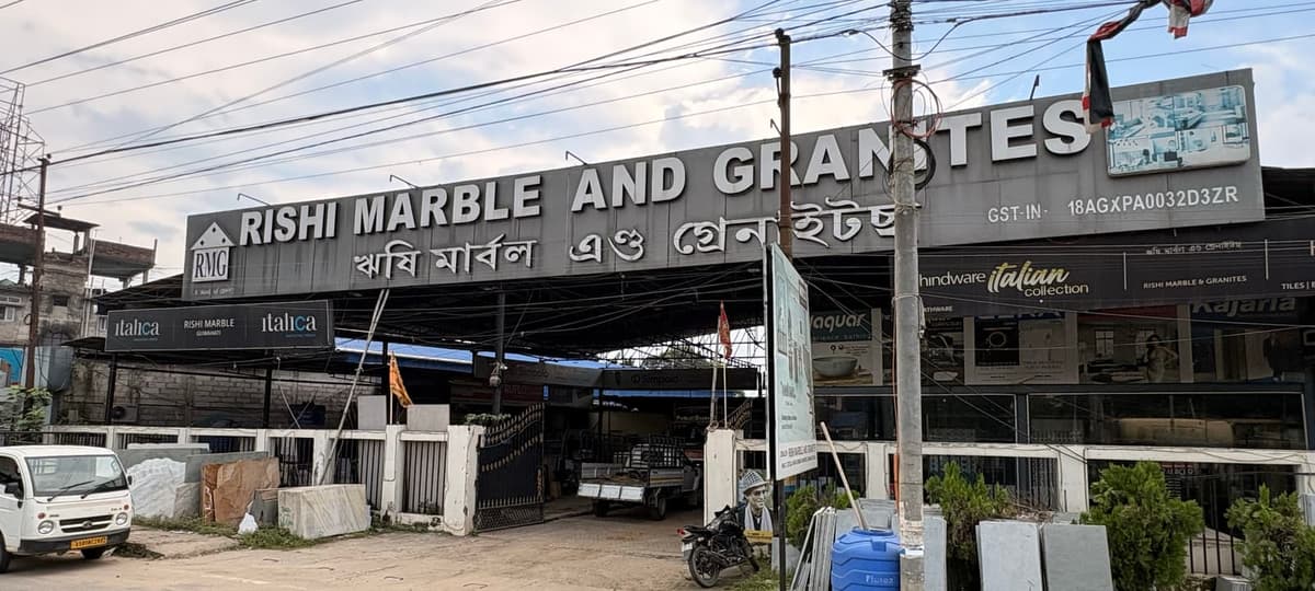Rishi Marble and Granites storefront on G.S. Road, Bhangagarh, Guwahati